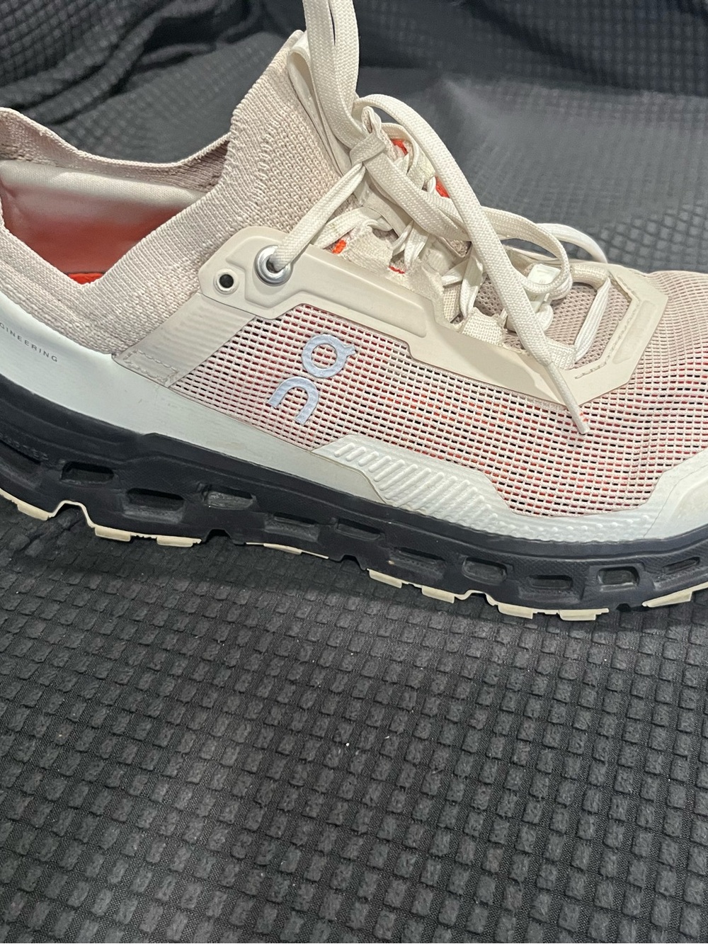 On Running Cream Knit Sneaker with Orange Insole